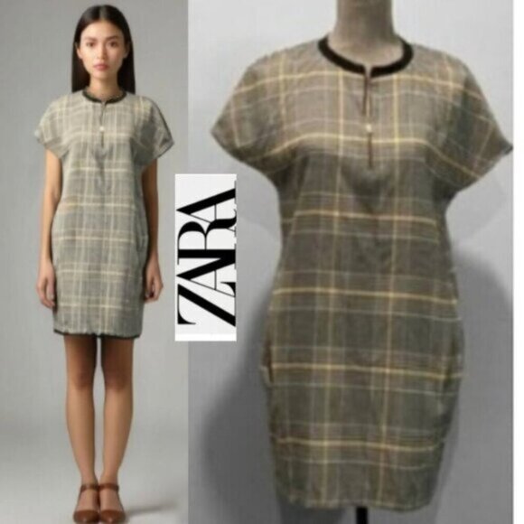 Zara Trafaluc Plaid Short Sleeve Dress​​​​​​ - Picture 1 of 14
